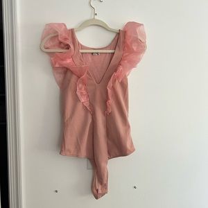 Free People Intimately Ruffle Bodysuit Pink